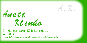 anett klinko business card